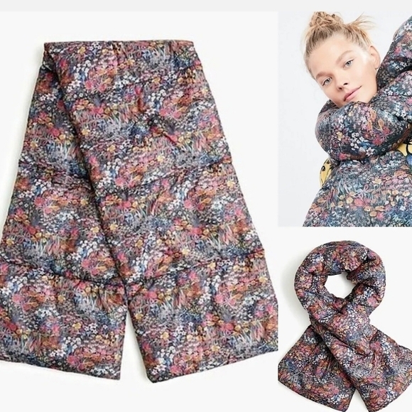 NWT  J.CREW Liberty Art‎ floral print puffer scarf Style K6258. - Picture 1 of 10